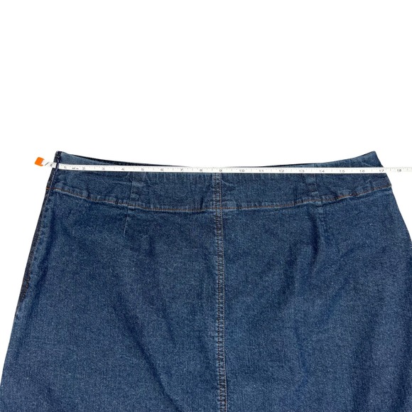 Eileen Fisher Mens Denim Midi Skirt Dark Wash A-Line Side Zip Size L - Picture 4 of 6